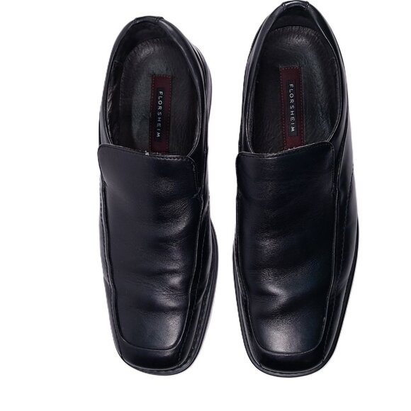 Florsheim Corbin Black Leather Dress Shoes Mens 11 WIDE Slip On Loafers 18304-01 - Picture 6 of 16